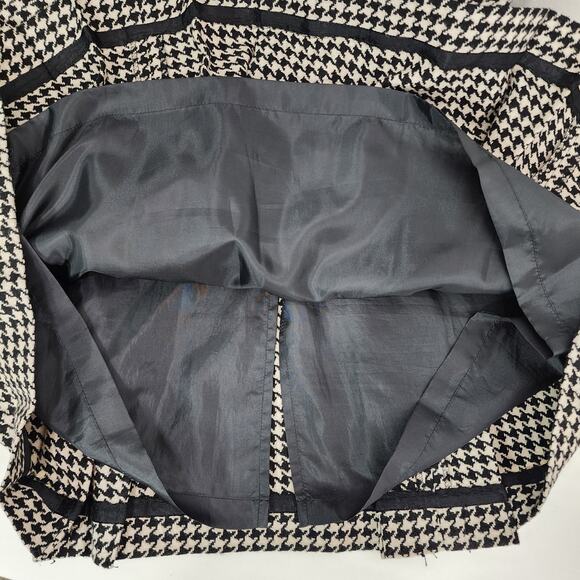 Eddie Bauer Womens Skirt Wool Blend Black Houndstooth Pleated Size 12 Academia - Picture 12 of 13